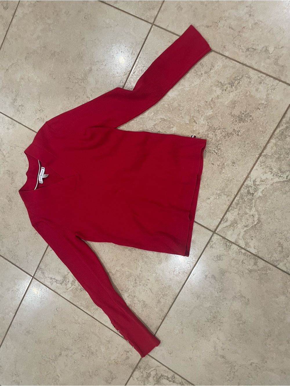 Tommy Hilfiger Red V-Neck Women's Sweater